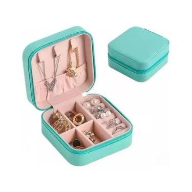 Imagem de Porta Jóias Portátil Viagem Estojo Pequeno Colar Brinco Moeda Relógio 