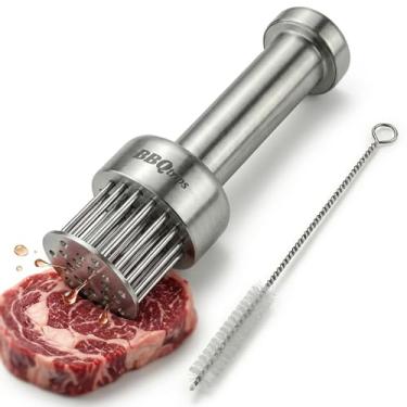 Imagem de Ferramenta de amaciador de carne, aço inoxidável 304, com 21 agulhas e protetor de segurança retrátil