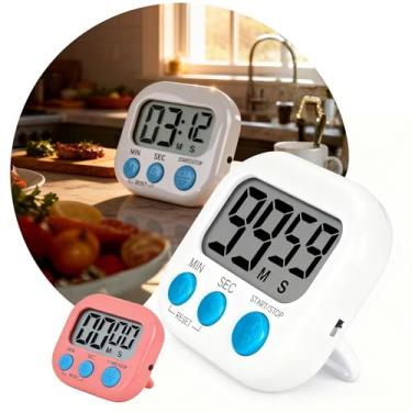 Imagem de Temporizador Digital Magnético com Display Grande e Alarme Alto – Timer para Cozinha, Estudos e Treinos – Fácil de Usar (Branco)
