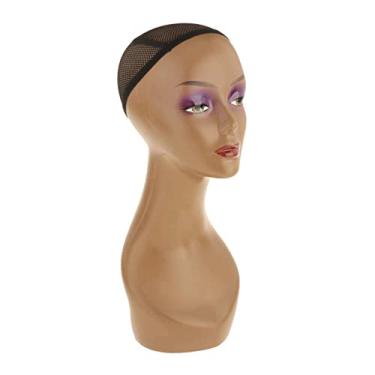 Imagem de segolike Cabeça de manequim feminino, cabeças de manequins afro, cabeça de peruca de manequim profissional, perucas de exibição, óculos de sol, chapéus, joias, cachecóis – costura reta preta
