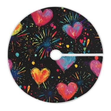 Imagem de Blueangle Saia de árvore do amor com pintura de 118 cm - decoração de árvore de férias de poliéster macio resistente a rugas (134)