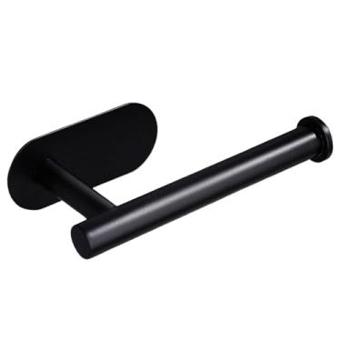 Imagem de Suporte de Toalha de Papel Inox, Autoadesivo Forte para Banheiro, Cozinha e Espaços Compactos(CURTO PRETO)