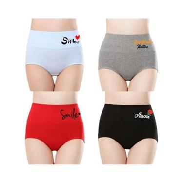 Imagem de Conjunto De Roupa Íntima De Algodão plus Size Para Mulheres 4PCS Calci