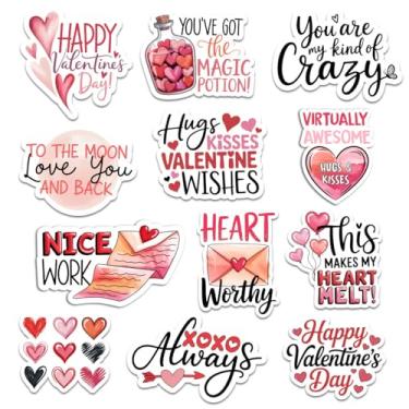 Imagem de 12 peças de adesivos de amor com citação de dia dos namorados, lindos designs de mensagens românticas, presentes para adolescentes, meninas, esposa, marido, namorado, namorada, para laptop, garrafa de