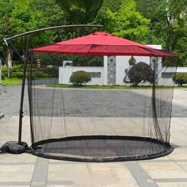 Imagem de WOKEZ Guarda-chuva de pátio, rede mosquiteira, tela de malha de poliéster universal para guarda-chuvas de mesa de mercado ao ar livre e guarda-chuva suspenso em cantilever, preto, 300 x 230 cm