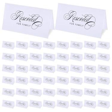 Imagem de DOPENSPI 50 placas de mesa brancas reservadas, placa de assento reservada de 9 x 4 cm, cartões de lugar para festas, recepção de casamento, placa de reserva dupla face, placas de assento dupla face