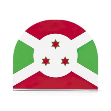Imagem de Porta-guardanapos com bandeira do Burundi para mesa, pacote com 2, porta-guardanapos para convidados, porta-guardanapos com peso