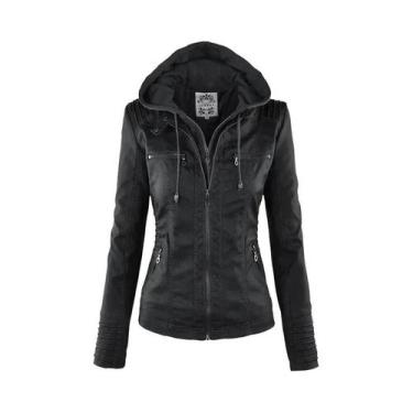 Imagem de Jaqueta Feminina Preta Gótica De material sintético Para Inverno, Casa