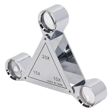Imagem de Acouto Lupa de Bolso Com 3 Lentes, Lupa de Joalheiros 10x 15x 20x para Inspeção de Antiguidades de Joias, Liga de Zinco de Alta Definição e Prata