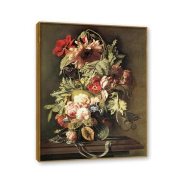 Imagem de Moldura de teca. Arte de parede em tela de especiarias coloridas e colher de tempero | Decoração de cozinha vintage | Arte moderna para casa e sala de jantar. B113. 80 x 105 cm - 31,5 x 41,3 pol