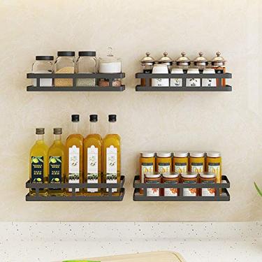 Imagem de Prateleira de Parede em Aço Inoxidável Sem Prego Flutuante Rack Especiarias para Cozinha Banheiro