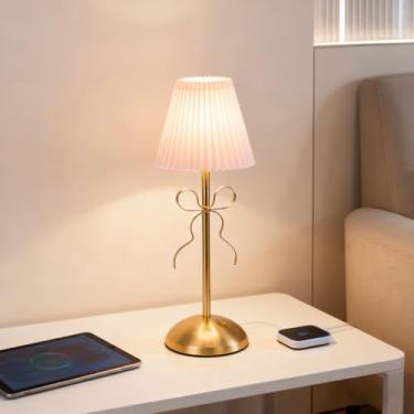 Imagem de Dpofirs Abajur Sem Fio, Abajur Pequeno, de Cabeceira Sensível Ao Toque, Recarregável LED Luz Noturna para Quarto de Meninas, Decoração de Quarto de Princesa, 1200mAh (Rosa)