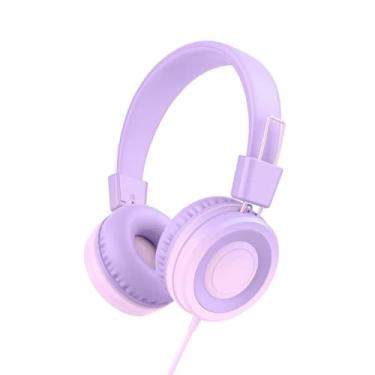 Imagem de Bywulanda Fone de ouvido infantil USB tipo C para escola, volume limitado de 94 dB, som estéreo dobrável, sem emaranhamento, fones de ouvido intra-auriculares para meninos/meninas/estudantes/tablet