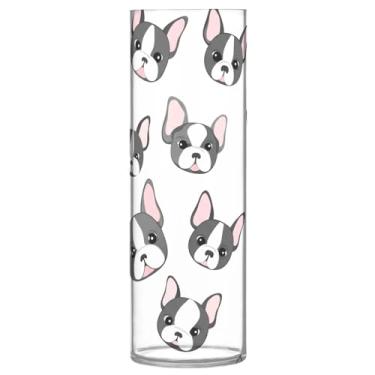 Imagem de CEBUGI Vaso de flores para cães fofos, 10 x 30 cm, vaso cilíndrico para flores, vaso transparente inquebrável para decoração de casa de festa de casamento