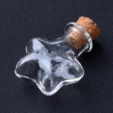 Imagem de 5 garrafas de vidro em forma de estrela com rolha de cortiça, mini recipiente de armazenamento bonito transparente de 2 ml para projetos de artesanato de arte faça você mesmo, decoração de suprimentos