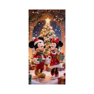 Imagem de Bandeira De Natal Mickey E Minnie Mouse Para Porta, Decoração De Árvor