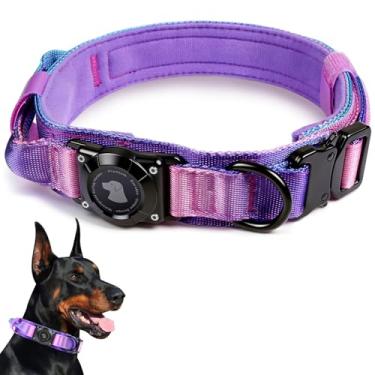 Imagem de Coleira AirTag impermeável para cães 2026, coleira tática militar com suporte para AirTag, alça de controle confortável e fivela de metal, suporte de coleira GPS para cães de médio a grande porte