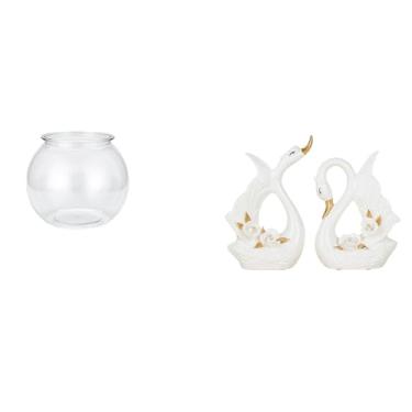 Imagem de Whtkoph Vaso Transparente para Pequeno Aquário, para Mesa, Escritório, Casa, Decoração, com Elegante Escultura Decorativa de Animal em Cerâmica.