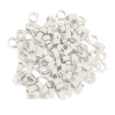 Imagem de Generic Anéis de Perna de Pombo Usam Faixas Plásticas Numeradas Resistentes para Carta Pombo para Adultos 400g 100pcs Saco 8mm 001-100 (Branco)