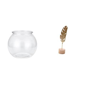 Imagem de Whtkoph Ornamento Transparente para Aquário Pequeno, Vaso, Mesa, Decoração de Casa, Escultura de Folha, Estátua de Metal, Estatueta.