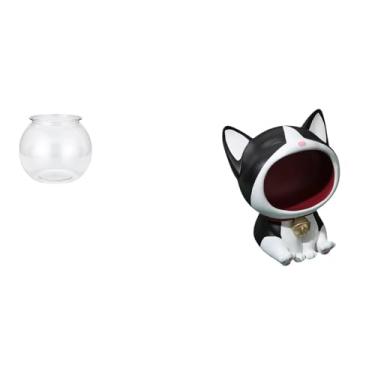 Imagem de Whtkoph Estátua de Gato Transparente para Aquário Pequeno, Ornamento Artesanal, Pequeno, Redondo, para Aquário, Tanque de Peixes, Vaso, Centro de Mesa, Estatu