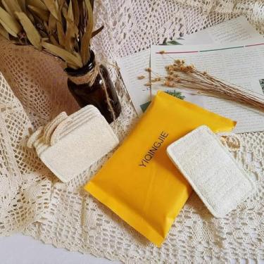 Imagem de Conjunto de 5 esponjas de banho de bucha natural, esfoliante corporal feito de fibra vegetal, bucha de chuveiro suave para homens e mulheres