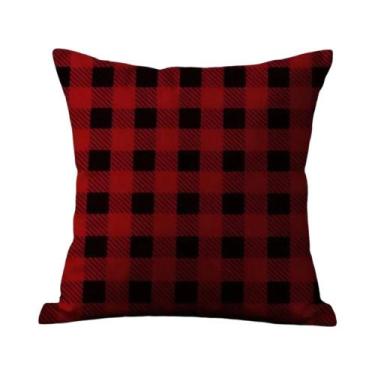 Imagem de Natal xadrez fronha tecido de pelúcia macio dupla face impressão sofá 