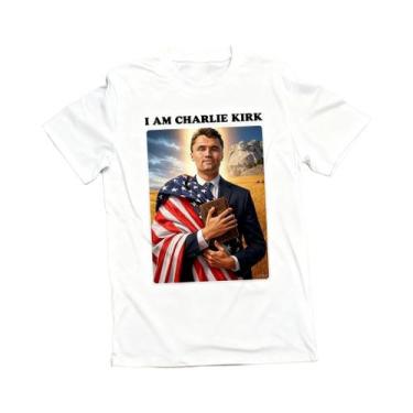 Imagem de Camiseta Unissex Charlie Kirk Patriótica Cristã Jesus Estilo Americano
