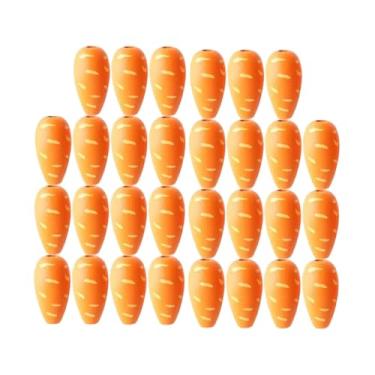 Imagem de Vaveren 30 peças de contas de madeira em formato de cenoura para decoração de Páscoa e primavera, artesanato, bandeja de vários níveis, confecção de pulseiras