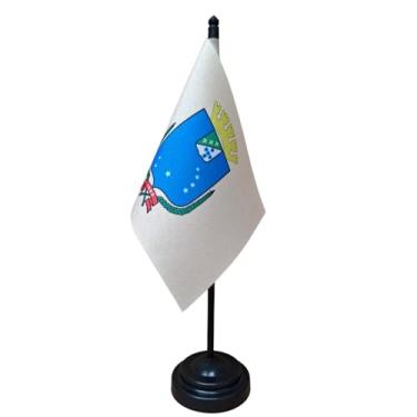 Imagem de Bandeira de Mesa São Luís, Decorativa, 26cm Altura Total, Multicolorido, Base Plástica, Tecido Oxford Face Única, para Escritório, Eventos e Cerimônias