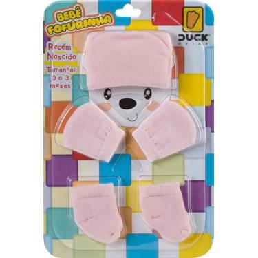 Imagem de Kit 3 peças Luva + Touca + Meia para Bebê Recém Nascido FOFURINHA ROSA