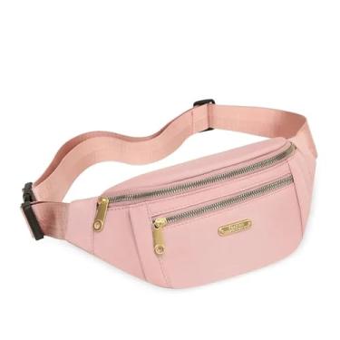 Imagem de VELORE Bolsas de cintura femininas Oxford cor lazer bolsa de ombro transversal bolsas de peito bolsas de mão bolsas de cinto mensageiro combina com tudo, rosa, One Size