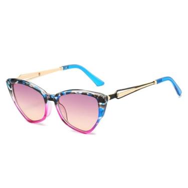 Imagem de Óculos de Sol Femininos Retro Olho de Gato Degradê com Hastes Vazadas e Proteção UV400 (Roxo bico de falcão)