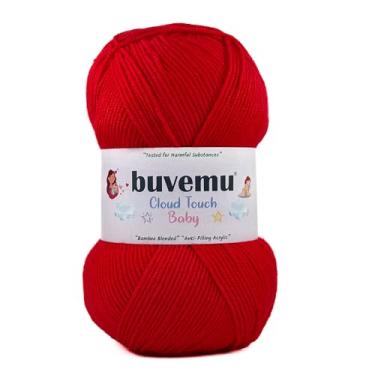 Imagem de Buvemu Cloud Touch Baby – Fio macio anti-bolinhas DK Weight para roupas de bebê, cobertores e crochê e tricô Amigurumi, 90% acrílico, 10% viscose derivado de bambu, 100 g / 260 jardas (vermelho, 1