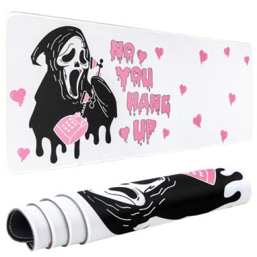 Imagem de Tapete de mouse grande para jogos de 80 x 30 cm para escritório, base de borracha antiderrapante, macia, confortável e durável (branco)