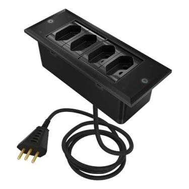 Imagem de Régua Caixa De Tomada Mesa ou Bancada Com 4 Tomadas 10a E Cabo Plug