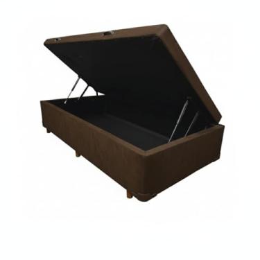 Imagem de Cama Box Baú Solteirão Blindado Diversas Cores (96x203x42) (Suede Marrom)