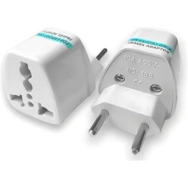 Imagem de Adaptador Universal de Tomada, Kit com 2 Unidades, Compatível com Brasil, Reino Unido, EUA e Europa, 10A, 250V Bivolt, para Viagens e Eletrônicos