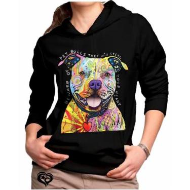 Imagem de Moletom Pitbull Colorido feminino Cachorro Cão blusa casaco, P