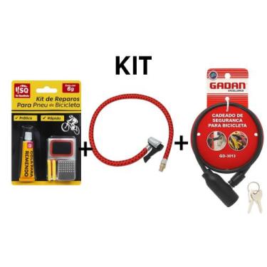 Imagem de KIT Completo para Ciclistas  Mangueira bomba de ar + Kit de Reparo Pne