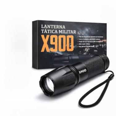 Imagem de Lanterna LED Recarregável Super Potente, 800 Lumens, Zoom Ajustável, Luz Branca, Modos Alto Baixo e Strobo, Corpo em Alumínio, Compacta, para Emergência e Uso Diário Com Acessórios