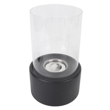 Imagem de Naroote Peça Central Exterior Interna Sem Fumaça Portátil Elegante da Lareira do Tampo da Mesa para Casa, Decoração de Vidro de Aço Inoxidável 9.1 Polegadas (Preto)