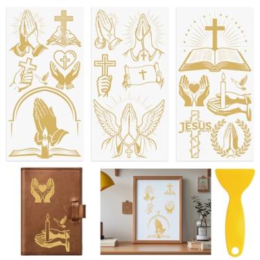 Imagem de HICOHAND Transferências para artesanato, 3 peças, tema bíblico, transferências UV DTF, adesivos à prova d'água, decalques para móveis para scrapbook de madeira, porta janela, decoração de casa DIY