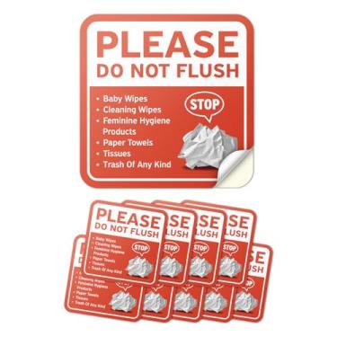 Imagem de 101SignCity 10 peças de placa de adesivo de vinil Do Not Flush (15 cm x 15 cm), lembrete de banheiro de alta visibilidade, decalque autoadesivo à prova d'água, para banheiros em casa, escritório