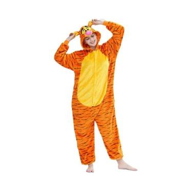 Imagem de Pijama Unissex De Inverno 3D De Tigre Kigurumi Em Flanela, Fantasia De