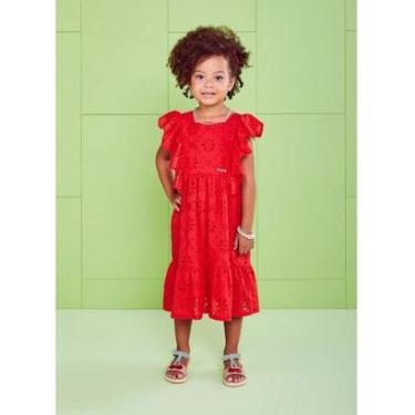 Imagem de Vestido Infantil de Laise Vermelho Momi-Feminino