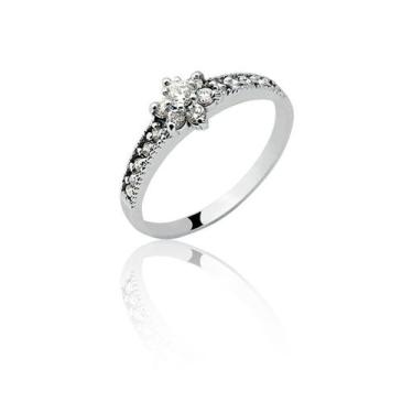 Imagem de Anel Solitário Aparador Alianças Pedras  Ouro Branco 10k A81 - MAEHLER