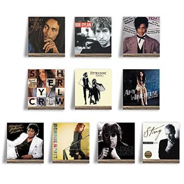 Imagem de Ilyapa Suporte de parede para prateleira de disco de vinil de madeira, pacote com 10 – Suporte de álbum Barnwood Record exibe seu LP