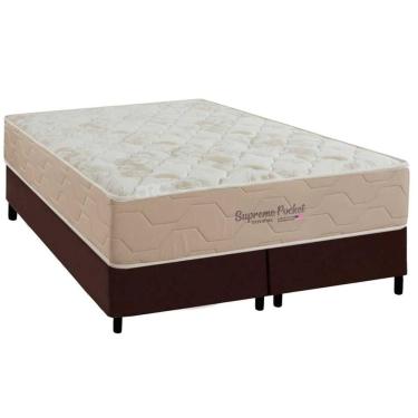 Imagem de Conjunto Box Queen: Colchão Molas Inovaflex Ensacadas Supreme+base Crc Corano Brown (158x198)
