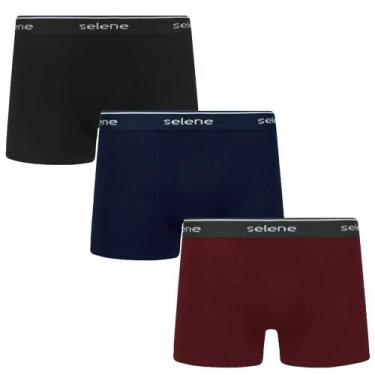 Imagem de Kit 3 Cuecas Boxer Selene Algodão Plus Size Masculina, Marinho, Preto,